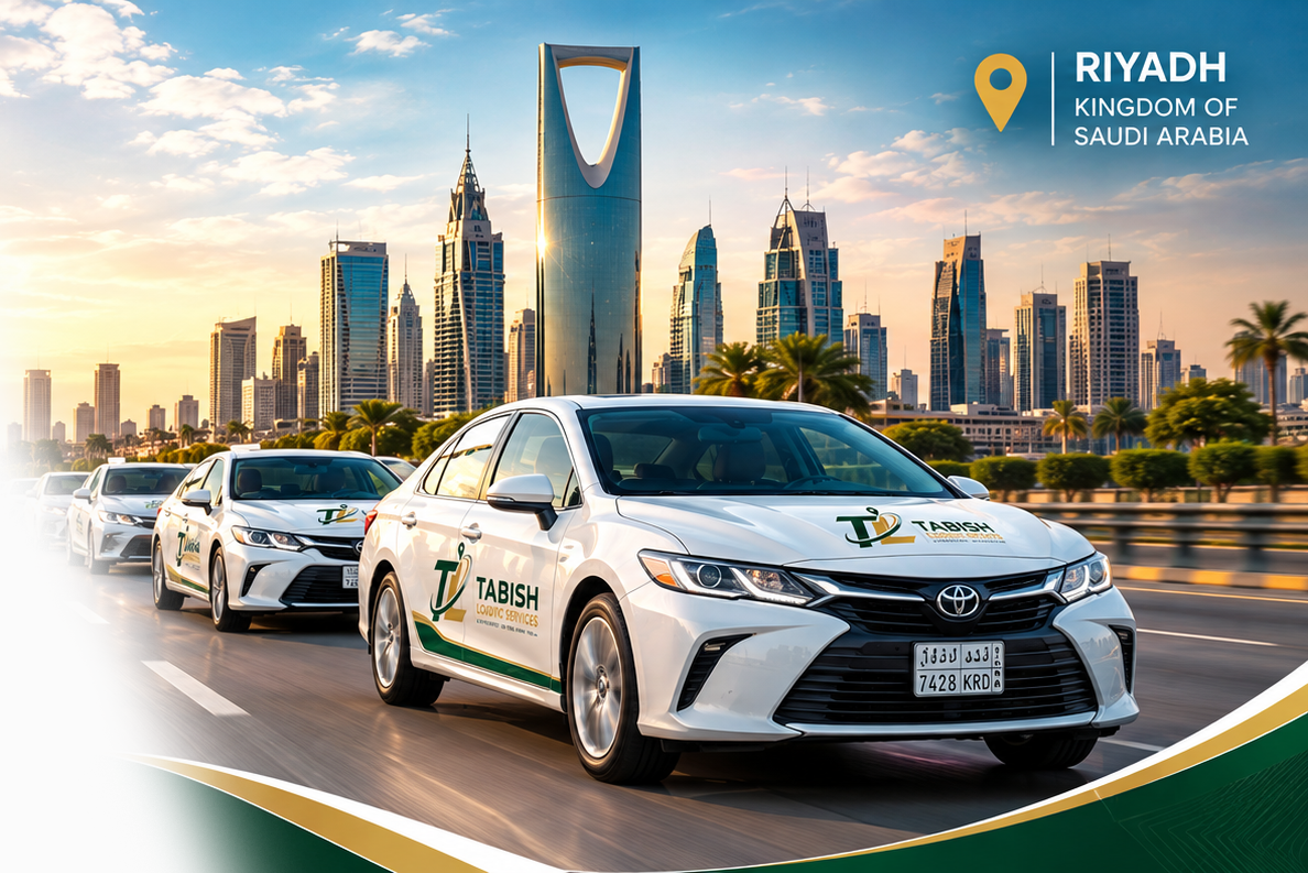 Tabish branded delivery cars in Riyadh